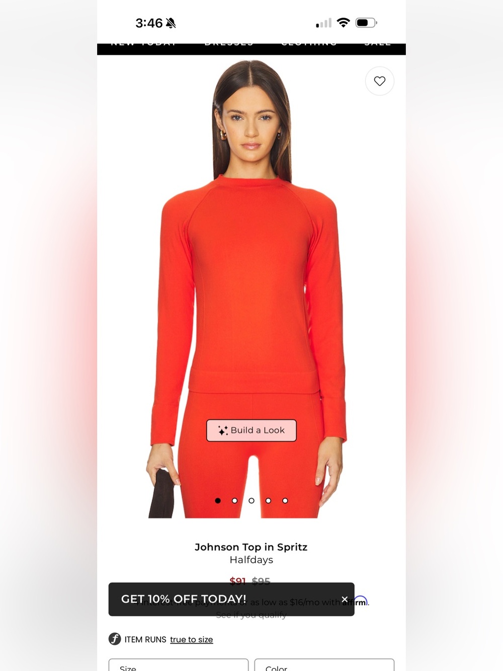 Half days longsleeve baselayer Johnson top Small orange